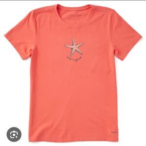 Life Is Good Coral Starfish Beach Crusher Tee Shirt Casual Cotton Short Sleeve
